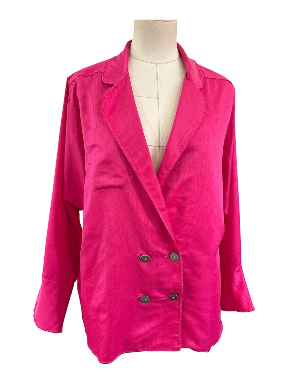 Vintage Fernando Sanchez satin double breasted blazer pink medium